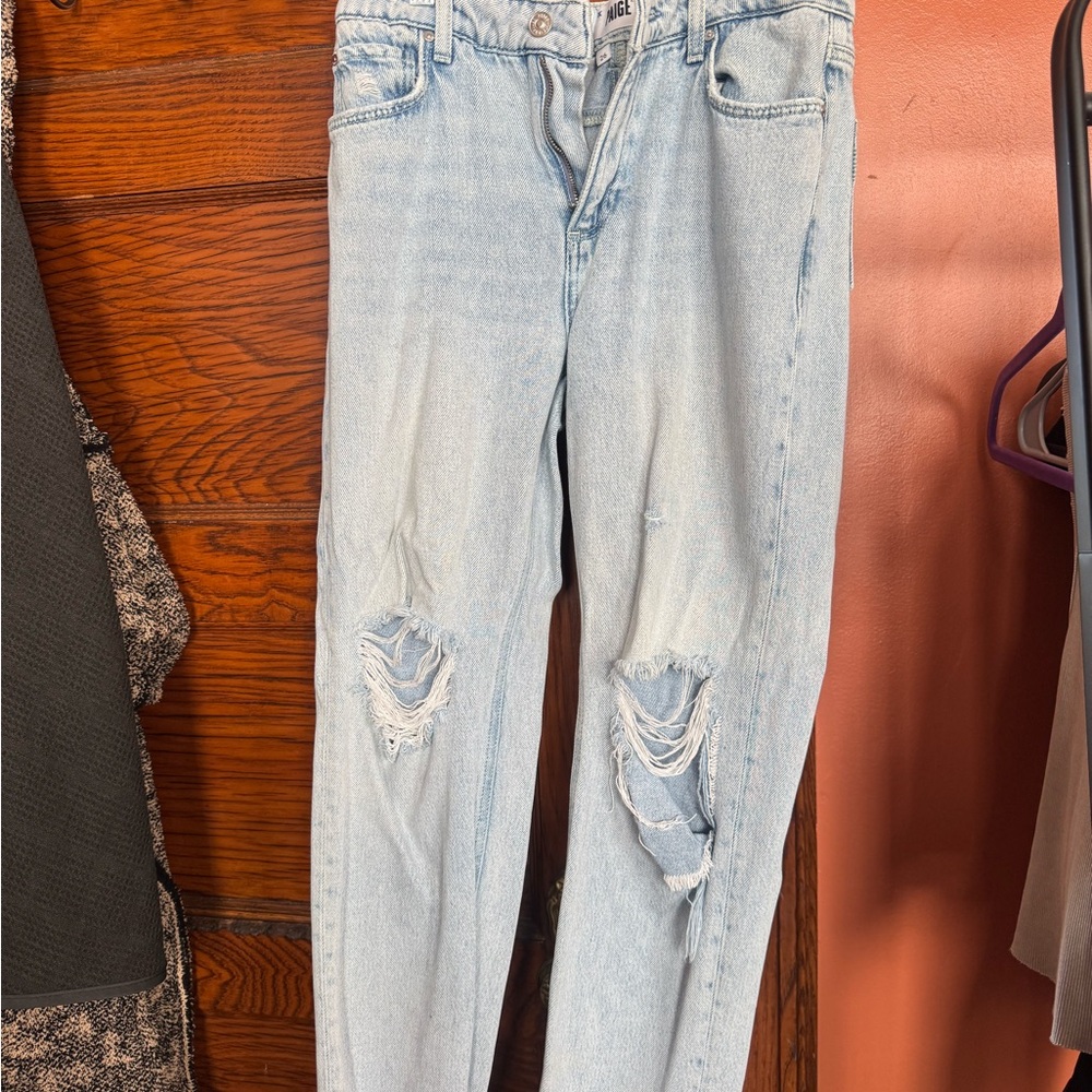 Paige Denim Light Wash Distressed Women's Jeans - Classic Fit